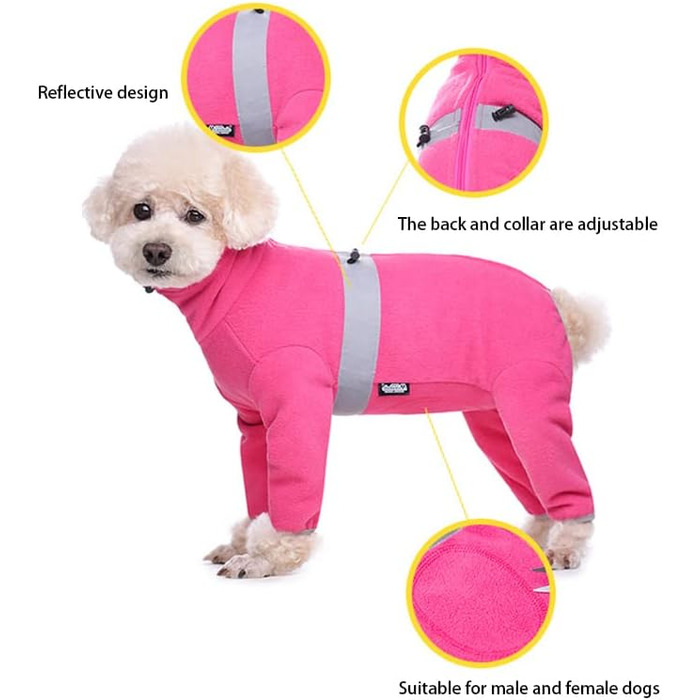 Зимовий комбінезон для собак YRRYGN, теплий флісовий костюм з кільцем D, для маленьких собак, світло-коричневий, розмір L (Hot Pink, XL)