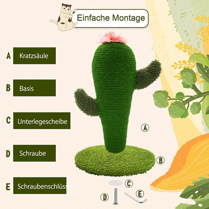 Крактус для котів AUSCAT: сонячний крактус-кліматизатор з сизалю для кошенят, кімнатний крактус-кліматизатор