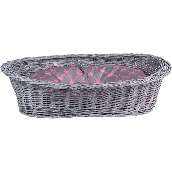 Корзина для собак та котів з плетеної лози, сірого кольору, 70x54x22 см