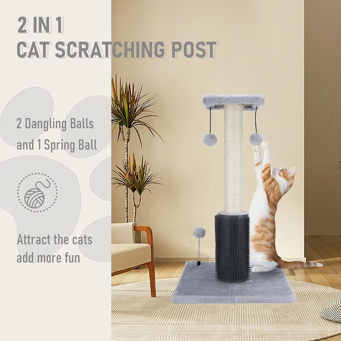 Котячий будиночок Dimaka 68,6 см з дряпалкою, покритий плюшем та мотузкою, вертикальний для котів