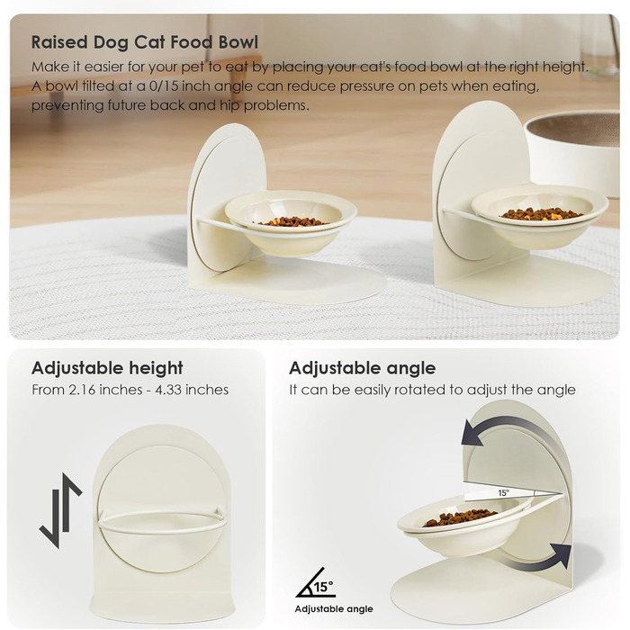 Підвищений годівниця для котів, керамічна миска для котів на металевому підставці, антиковзаюча, без витоку, білий колір, для дому