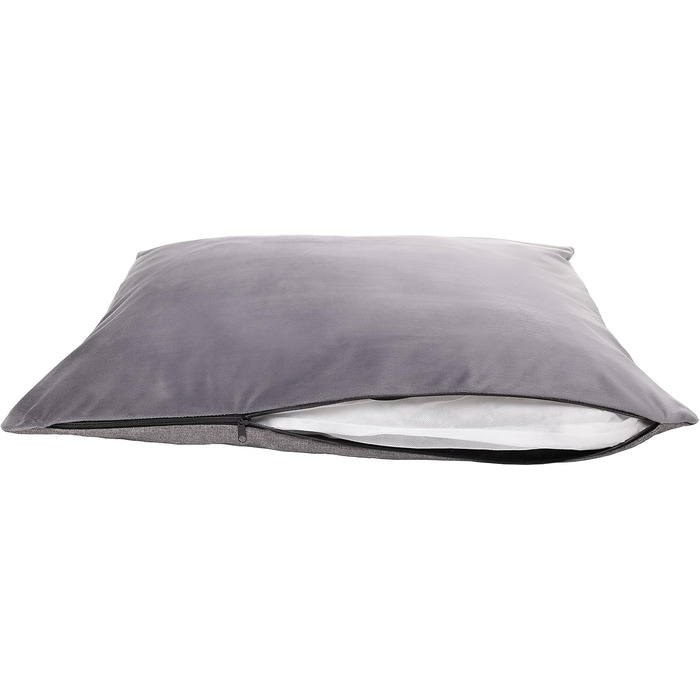 Крісло-ліжко для собак Ferocity з м'яким бортиком та двосторонньою подушкою, матеріал Cordura та велюр, сірий та бежевий, 85x70 см