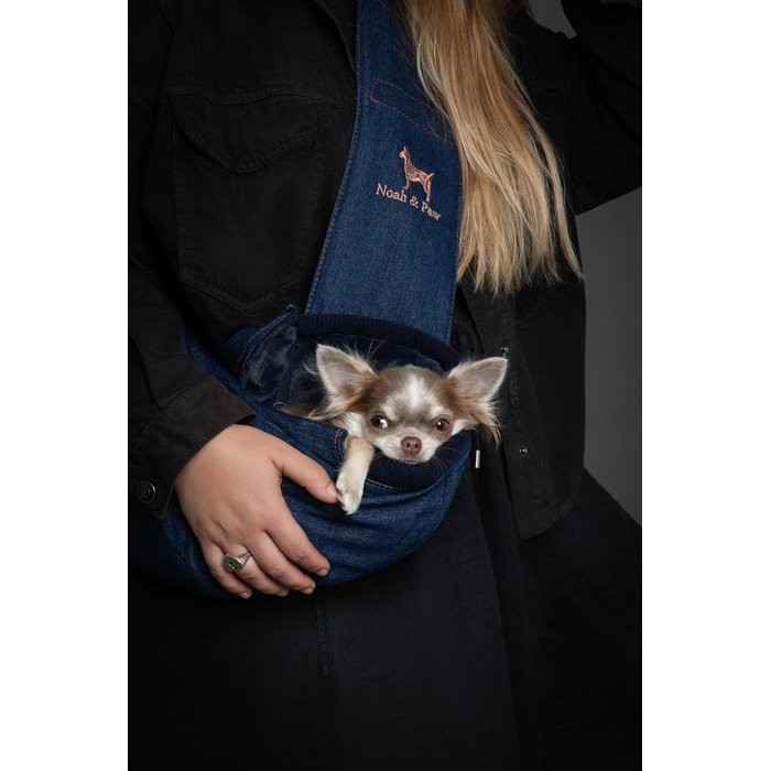 Трансформер для собак Noah & Paw до 5 кг: сумка-переноска з регульованим ременем та м'яким хутром, 3 системи безпеки, преміум денім
