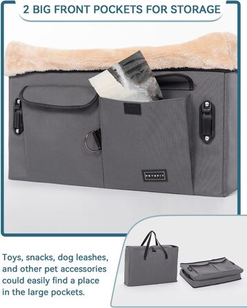 Автокрісло для собак Petsfit - сіре, M - для середніх та 2 маленьких собак