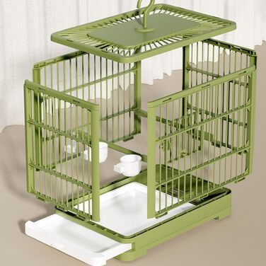 Переносний клітка-переноска для птахів (зелений, 32x25x13 см)