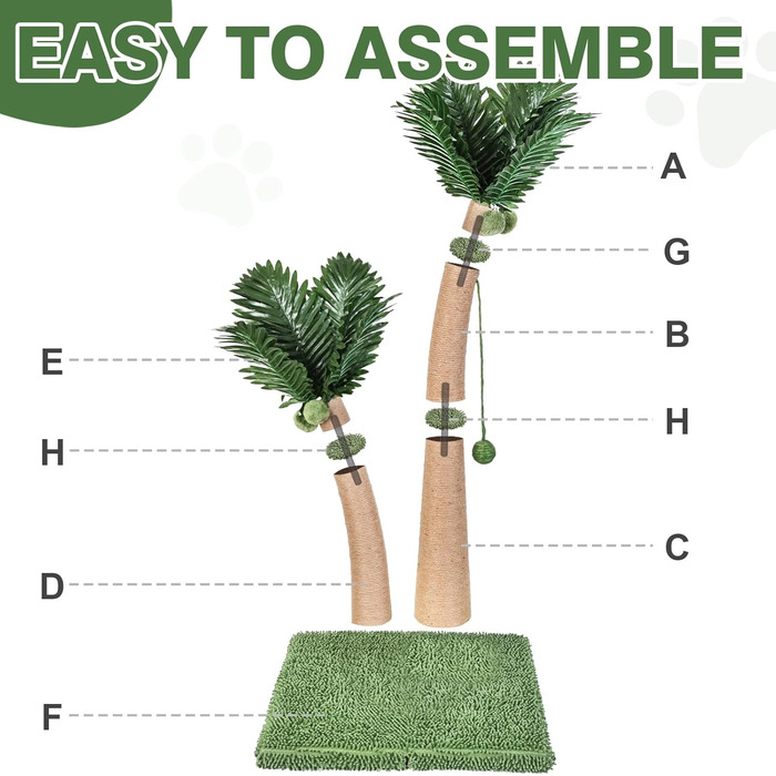 Котячий когтетоп Furlogy - 92 см, з мотузкою та інтерактивними м'ячиками, для дому, гнучкий, Стиль C