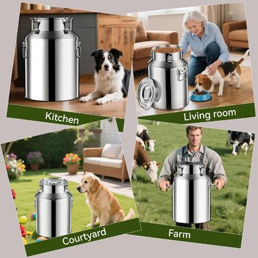 Контейнер для корму для собак та котів з нержавіючої сталі, 5,9 кг, з герметичним кришкою та лопаткою