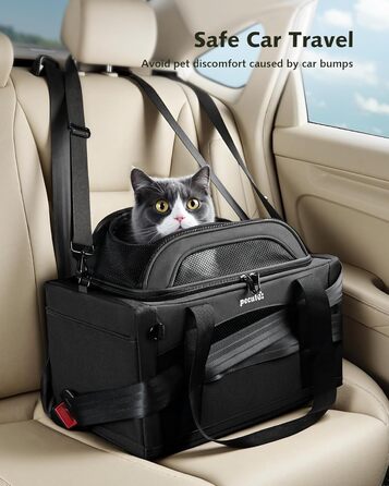 Транспортна сумка для котів Pecute - переноска для котів та маленьких собак, складана, легка, для подорожей, зелена (сіра)