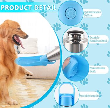 Водяна пляшка для собак Taozoey 750 мл, антибактеріальна, не протікає, для подорожей, прогулянок, кемпінгу (зелена/блакитна)