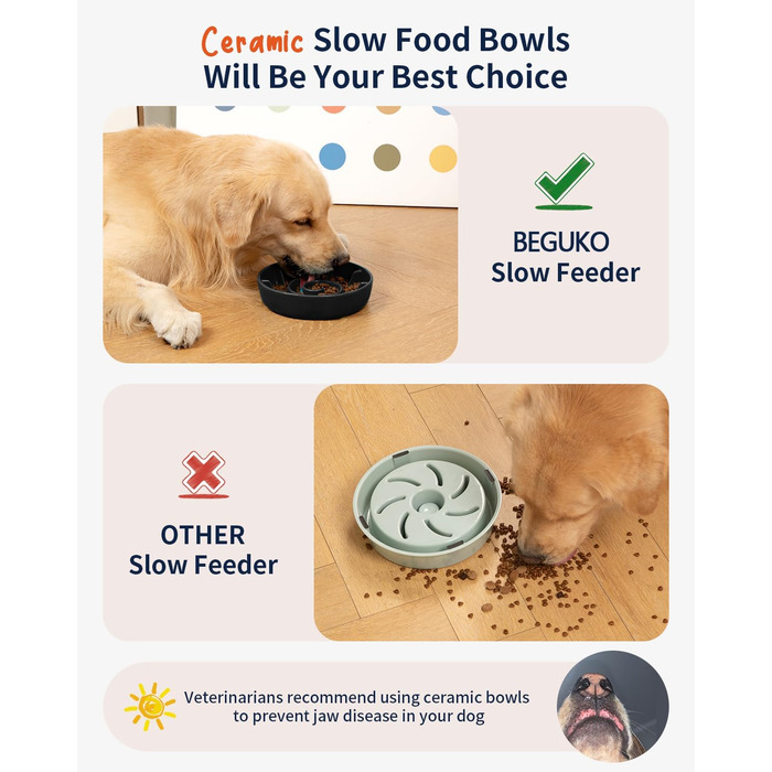 Миска для собак з кераміки Slow Feeder, 2 чашки, рожево-чорна, для середніх порід, сприяє звикання до повільного годування, 8 дюймів