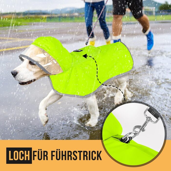 Водонепроникна дощова куртка для собак SlowTon з капюшоном (зелена, S)