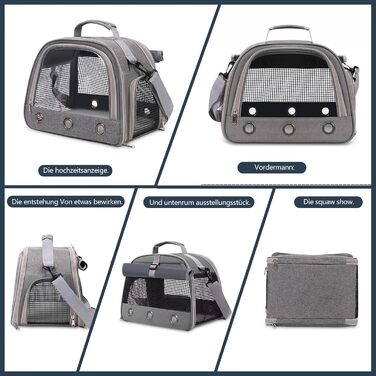 Транспортна переноска для кота, кролика, хом'яка, морської свинки, сіра. Зручна, складна, дихаюча переноска для тварин