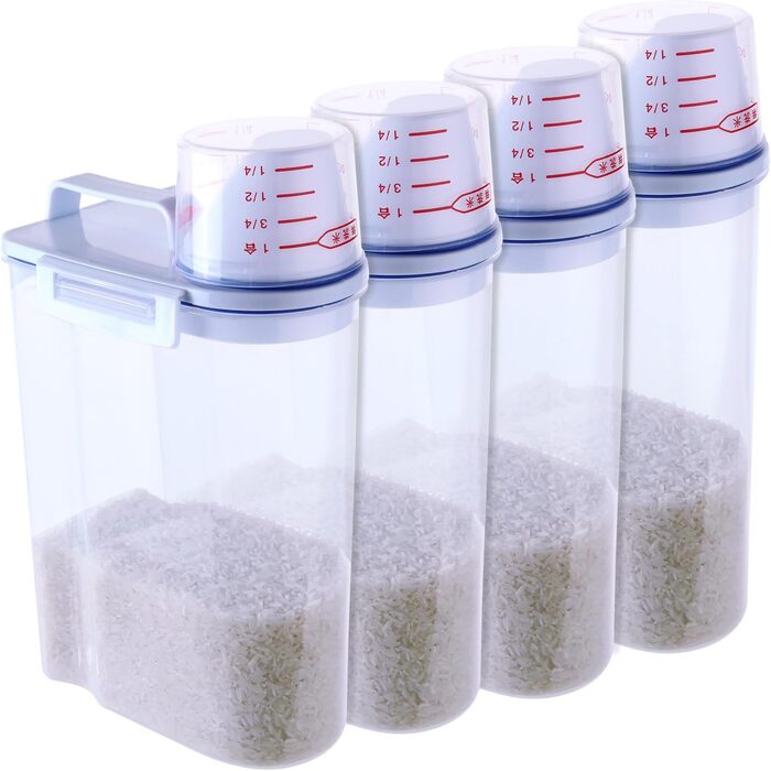 Контейнер для корму для собак MUXHEL, 4 шт., об'єм 2 л, з мірним стаканчиком, зручне зберігання корму для тварин