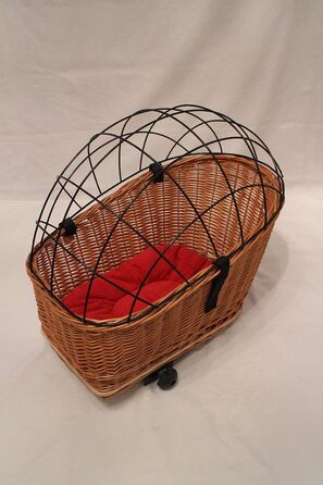 Корзина для велосипеда Marcus Hundefahrradkorb XL для багажника з лози з металевою сіткою та подушкою. Корзина для покупок, для котів та собак.
