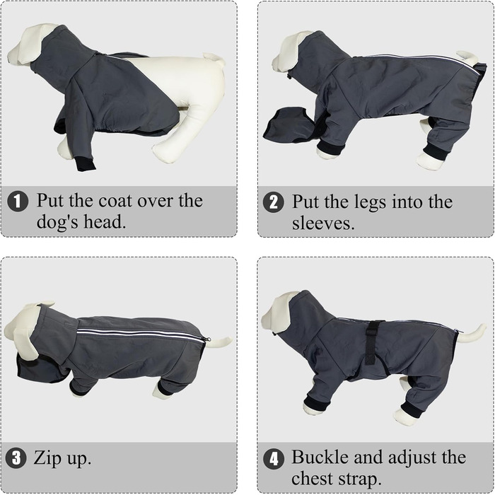 Водонепроникний теплий зимовий одяг для собак Cyponpy: куртка з блискавкою, флісова підкладка, для собак XL (довжина спини 43-47 см), сірого кольору