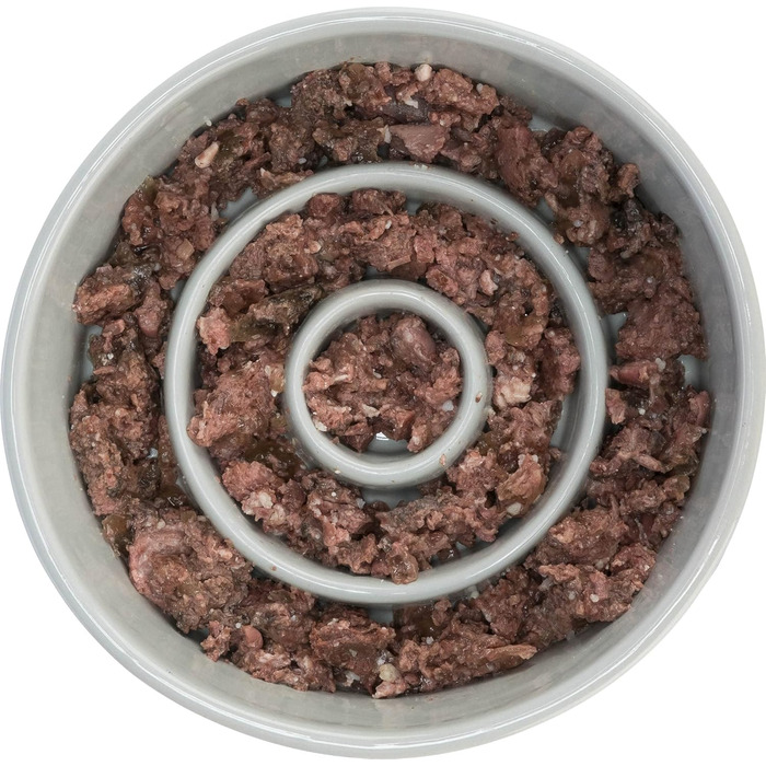 Миска для собак TRIXIE Slow Feeding, керамічна, 0,9 л, сіра/блакитна, 24521
