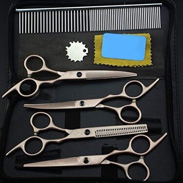 Набір професійних ножиць для грумінгу собак, ножиці для догляду за тваринами, вигнуті ножиці, чохол з шкіри
