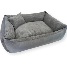 М'яке ліжко для собак Teo 80x60 см, знімний чохол, сірого кольору