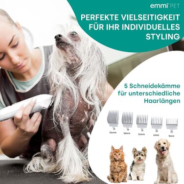 Набір для грумінгу Emmi-pet Grooming Kit Home – 6в1: машинка для стрижки собак, пилосос, тример, гребінець, 6 професійних насадок, 3 рівні всмоктування, догляд за собаками та котами, тихий мотор, контейнер 2.5л