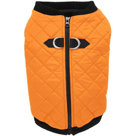 Жилет для собак Gooby Modische, степеневий, з еластичною зоною грудей, ромбовий візерунок, великий розмір (обхват грудей ~43.2 см), помаранчевий/червоний (Sunset Chevron)