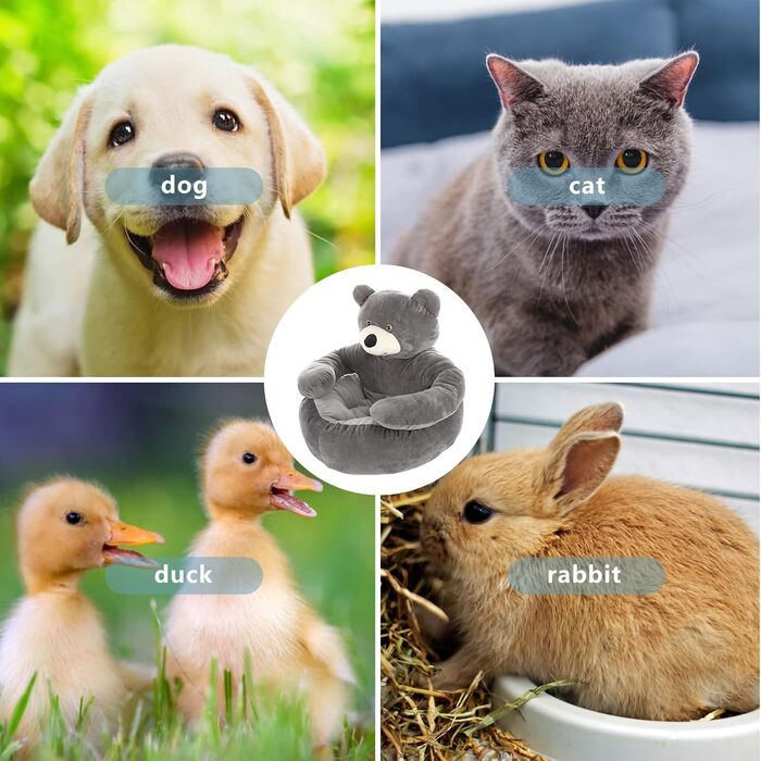 М'яке ліжко для кота та собаки: кругла плюшева ліжечко для тварин, знімна та миється, 60 см, сірого кольору