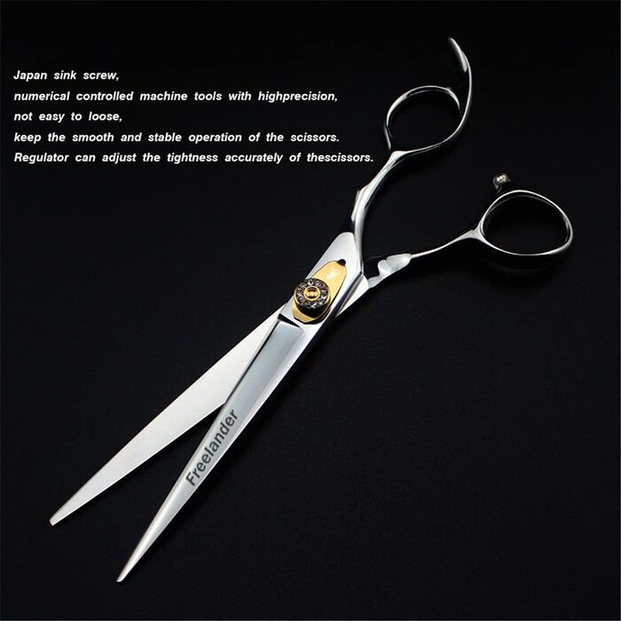 Набір професійних ножиць для грумінгу тварин 7.0 дюймів, 440C нержавіюча сталь, для собак та котів, блакитний (золотий)