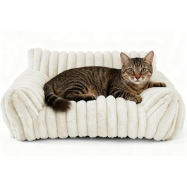 Котяче ліжко-софа, м'яке та пухнасте, 60x45x20 см. Підходить для котів та маленьких собак. Знімний, пральний чохол, антиковзаюча підкладка.