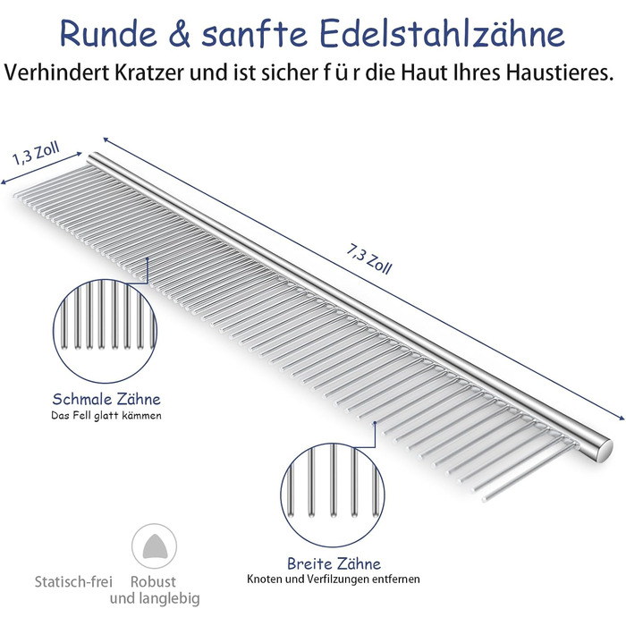 Набір щіток для собак, 5 шт., для догляду за шерстю, самоочищувані, для великих та середніх собак, котів та дрібних тварин, ідеально підходить для довгої та короткої шерсті, зменшує випадання шерсті (сірий)