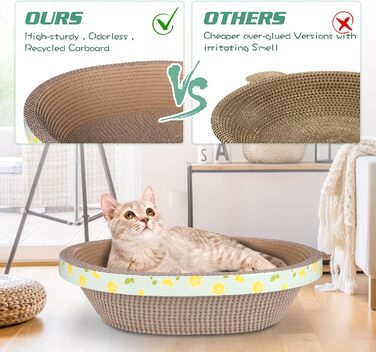 Овальний картонний кігтеточка для котів з котячою м'ятою