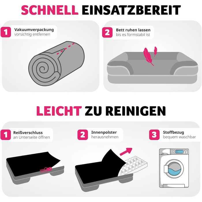 Ортопедичне ліжко для собак tectake® з memory foam, велике та середнє, м'яке та миється, кошик, лежанка, корзина, подушка (L - 94 x 72 x 18 см, L 112 x B 85 x H 18 см)