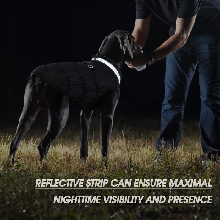 Куртка для собак Kuoser, тепла зимова водонепроникна куртка для великих собак, чорна (3XL)