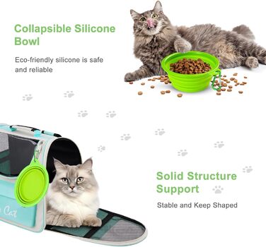 Рюкзак для тварин Surmounty з сіткою, складаний рюкзак для кота/собаки з мискою для подорожей, водонепроникний оксфорд, до 15 кг (зелений)