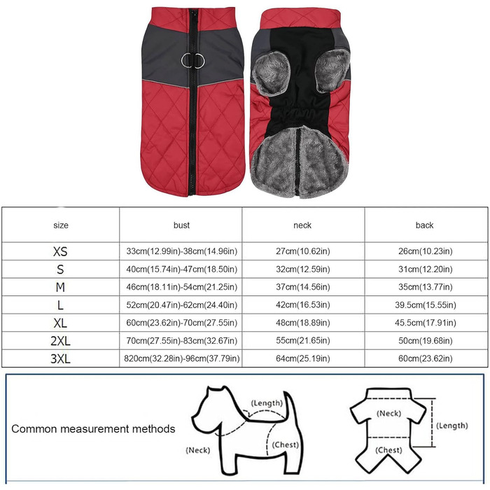 Водонепроникний зимовий теплий одяг для собак - куртка, жилет, плащ для маленьких та середніх собак (червоний, M)