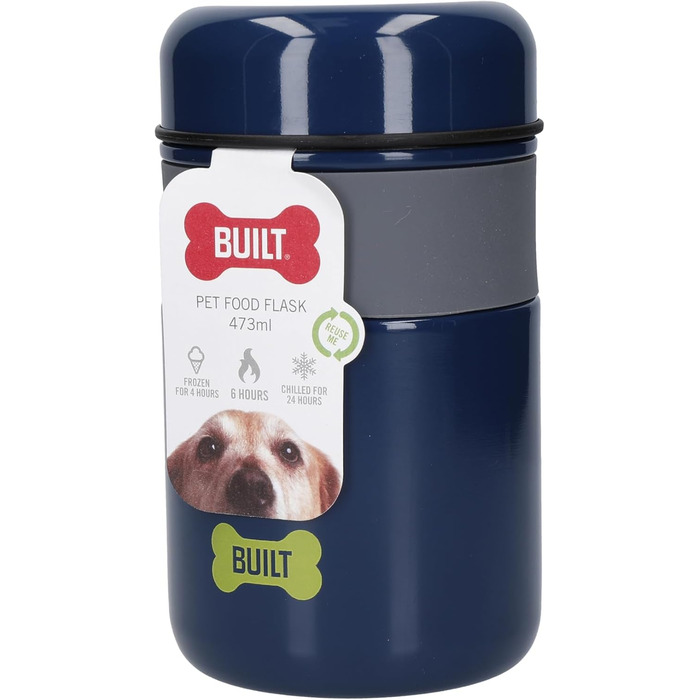 Контейнер для їжі для тварин з нержавіючої сталі, 473 мл, блакитний, BPA-free