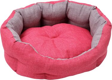 Кругла м'яка лежанка для собак та котів Baroni Home, розмір M, 45x55 см, сіра та фуксія, для дому