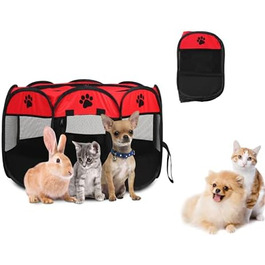 Переносне вольєр для тварин, 8-панельне, для собак, котів, кроликів та інших дрібних тварин, 68x45 см (Червоний)