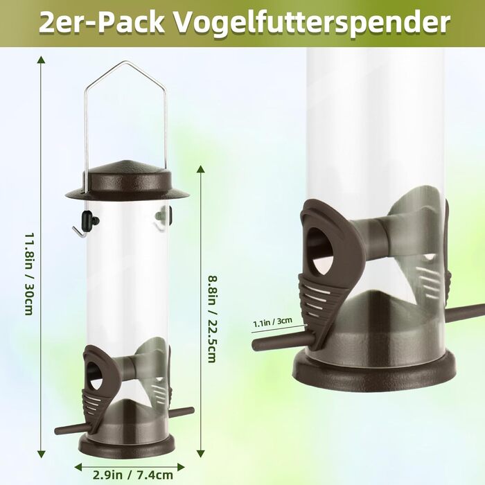Годівниця для птахів Mixxidea з нержавіючої сталі, для саду та двору, 2 шт. (Коричневий)
