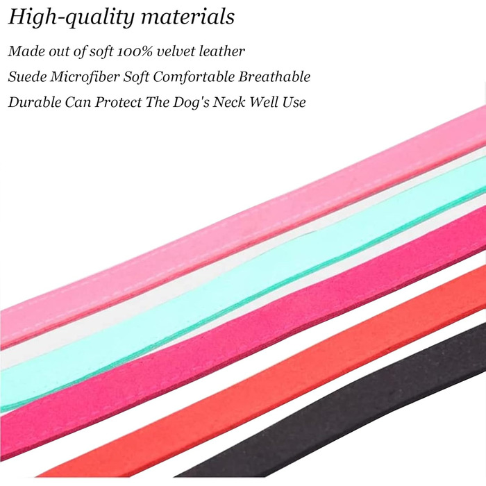 Елегантний нашийник та поводок для собак HALFSUMO з діамантами, з м'якого велюру та шкіри, регульований, для малих та середніх порід, рожевий колір