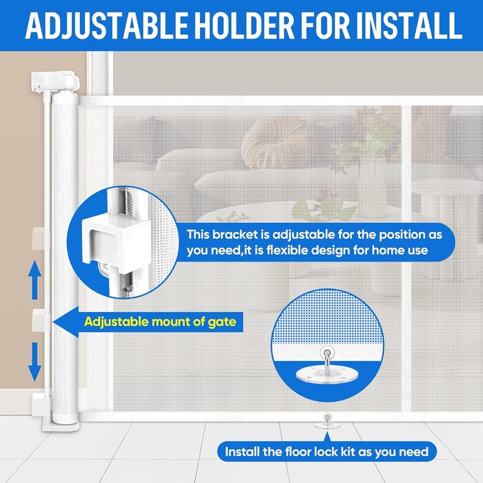 Захисне ворота MYPIN для дверей, висувні, 0-140 см. Захист від собак та дітей. Чорний колір.