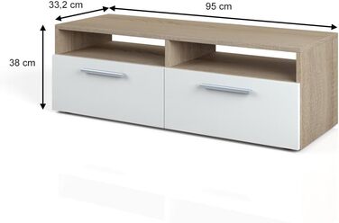Тумба під телевізор Vicco Diego, білий глянець, 95x38 см, телевізійна тумба, сучасний дизайн