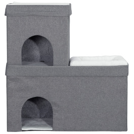 PawHut Cat Cave Cat House, Будиночок для кішок з 3 ярусами, Лежанок для кішки з подушкою, Будиночок для собаки до 5 кг, 74 x 37.5 x 78.5 см, Сірий | Аосом