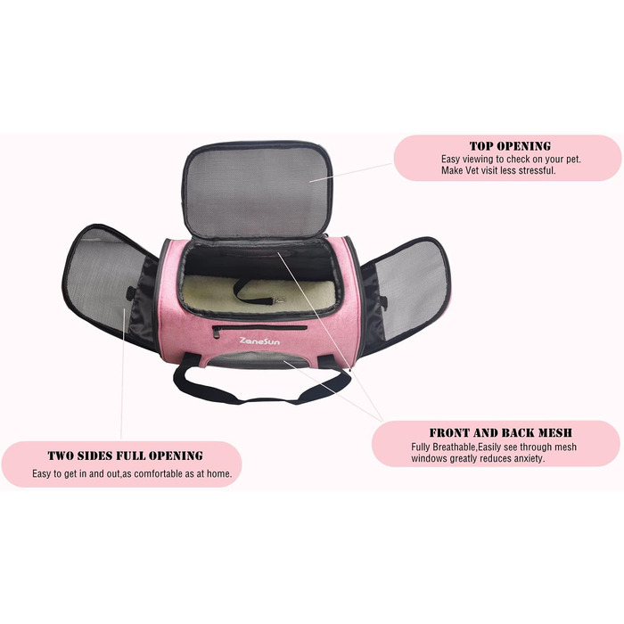 Трансформер-переноска для котів, кошенят, собак, цуценят ZaneSun, рожева, для подорожей літаком, витривала, з вентиляцією