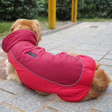 Водонепроникний теплий дощовик для собак з отвором для шлейки, XL, червоний