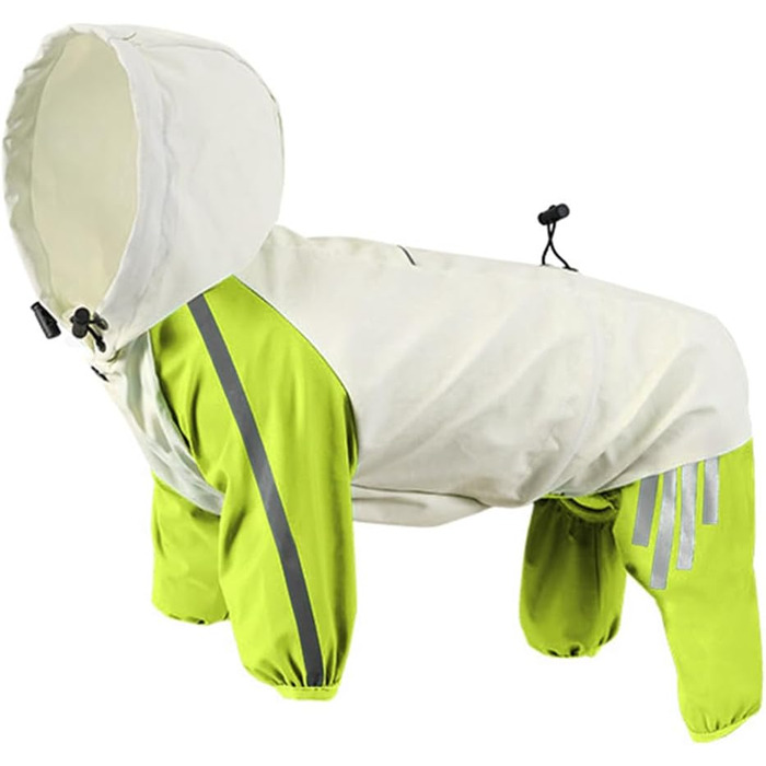 Дощовий манжет для собак з отворами для зчеплення, легкий, водонепроникний, вітронепроникний, з світловідбиваючими смугами, одяг для домашніх тварин, пончо-куртка для малих та середніх собак, розмір L, (XL: Довжина спини: 35 см/13.7 дюймів; Обхват грудей: