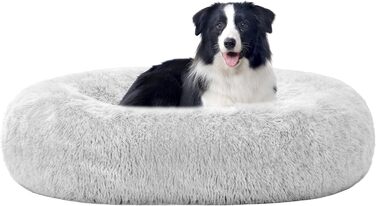 Ортопедичне ліжко для собак, кругле, м'яке, для котів та собак, 70 см Ø, (90 x 90 x 20 см), світло-сіре