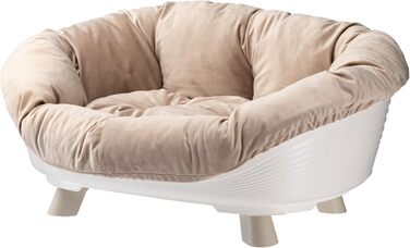 Підвищене ліжко для собак та котів Ferplast Throne, з бавовняним матрацом, білий, 61.5 x 45 x 26 см