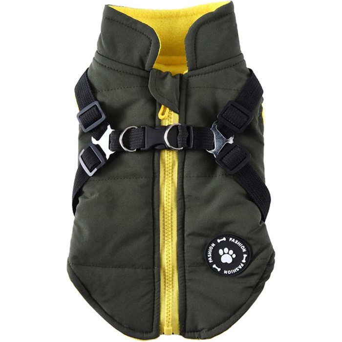 Водонепроникна куртка для собак з повідком та D-подібними кільцями - тепла сорочка для собак, маленька одяг для собак (зелена, XS)