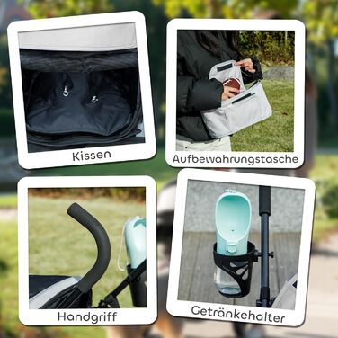 Візок для собак та котів PawHut, складна конструкція, до 4 кг, з сітчастими віконцями, плечовий ремінь, кишеня для зберігання, тримач для напоїв, парасолька, темно-сірий (світло-сірий)