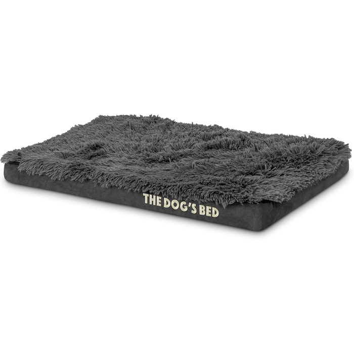 Ортопедичне ліжко для собак, велике, з штучного хутра, 101 x 64 x 10 см, вологостійке, з Memory Foam (матрац 71 x 48 x 5 см, сіре хутро)