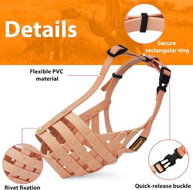 Майерзон Намордник для собак Пітбуль, Ротвейлер, Стаффордширський тер'єр. Захист від укусів, дресирування, грумінг. Зелений, бежевий.